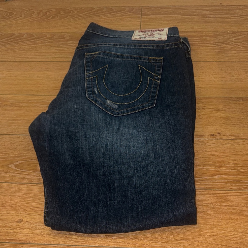 True Religion Indigo Blue Jeans with Horseshoe Pocket Stitch
